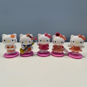Cute Hello Kitty Mini Plastic Figurines Cake Toppers Set of 5 for women / girls